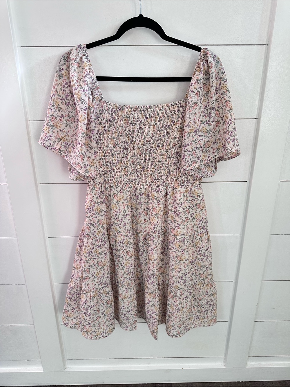NEW Baltic Born XL Idera Smocked Cream Ditzy floral smocked bodice midi dress - Picture 3 of 10